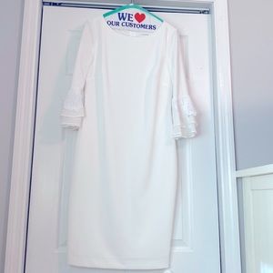 Calvin Klein white 3/4 sleeve dress with arm detail size 10